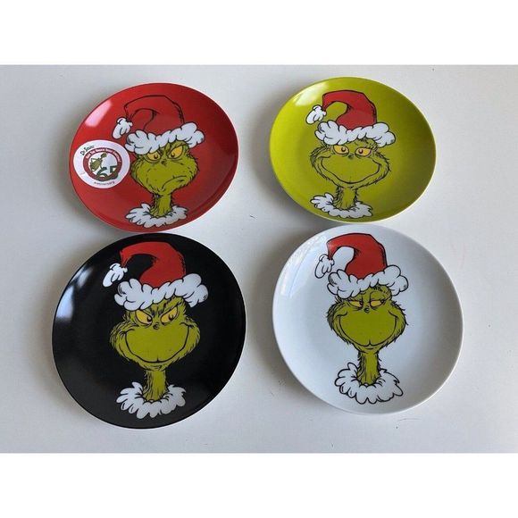 Dr Seuss | Dining | Set Of4dr Seuss The Grinch In Santa Hat Christmas ...